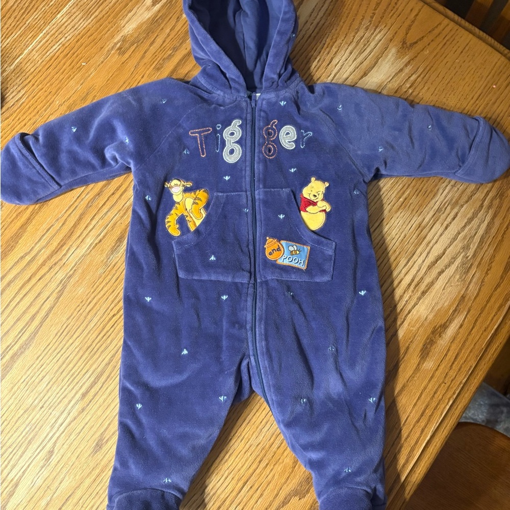 Vintage Disney Tigger and Pooh Blue Kids One Piece 3-6 months
